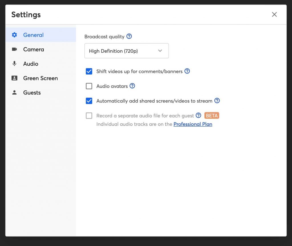 StreamYardgeneralsettings StreamYard-general-settings