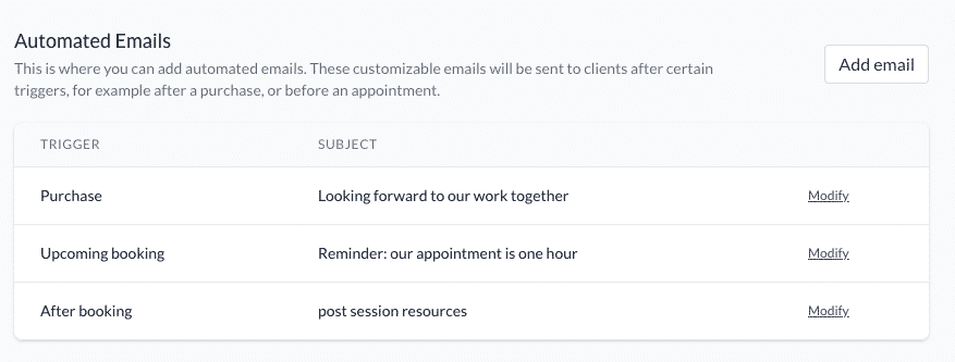 Paperbell automated email settings