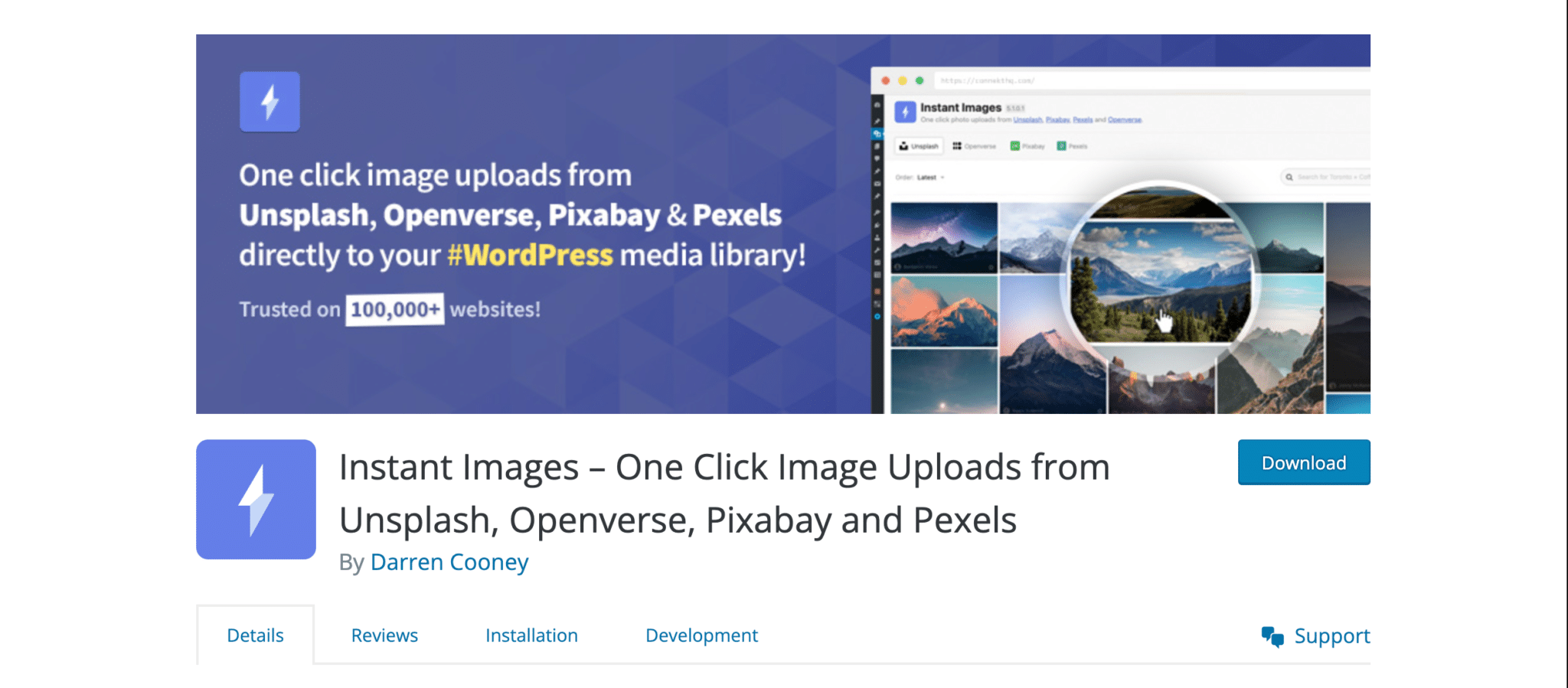 Instant images plugin in the WordPress repository