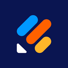 Brand logo with four rounded bars in blue, light blue, orange, and yellow forming an abstract S shape on a navy background.
