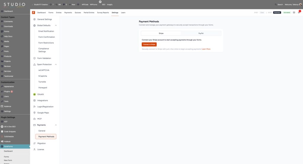 sureforms payment integration