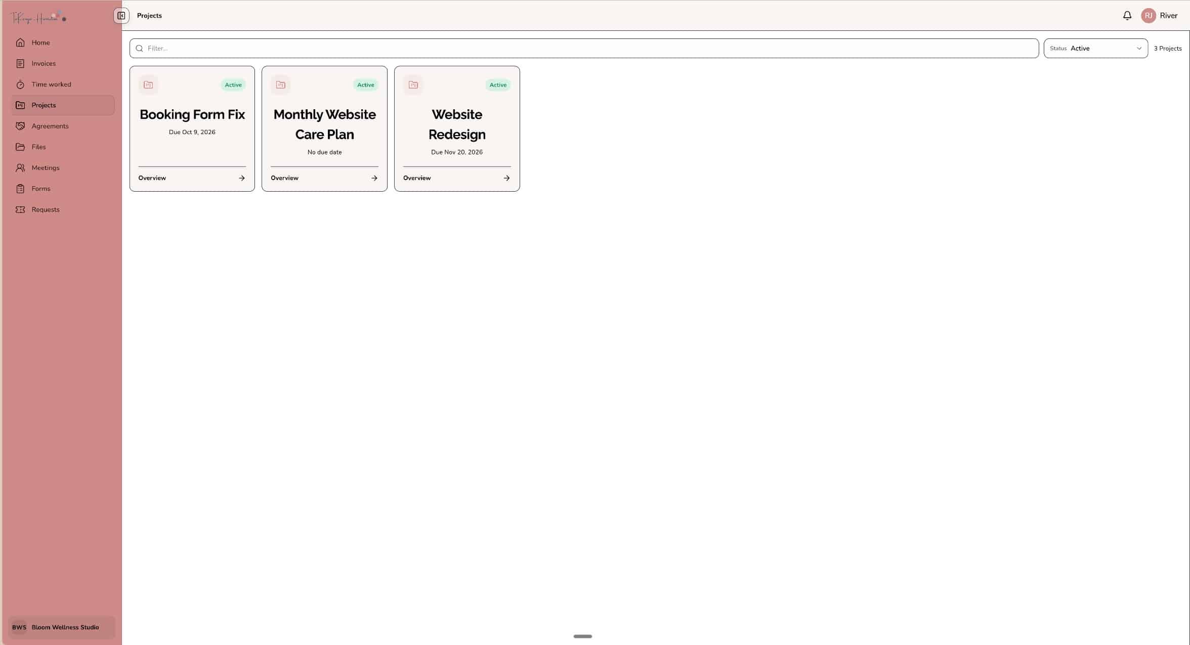 Moxie Client Portal Project List