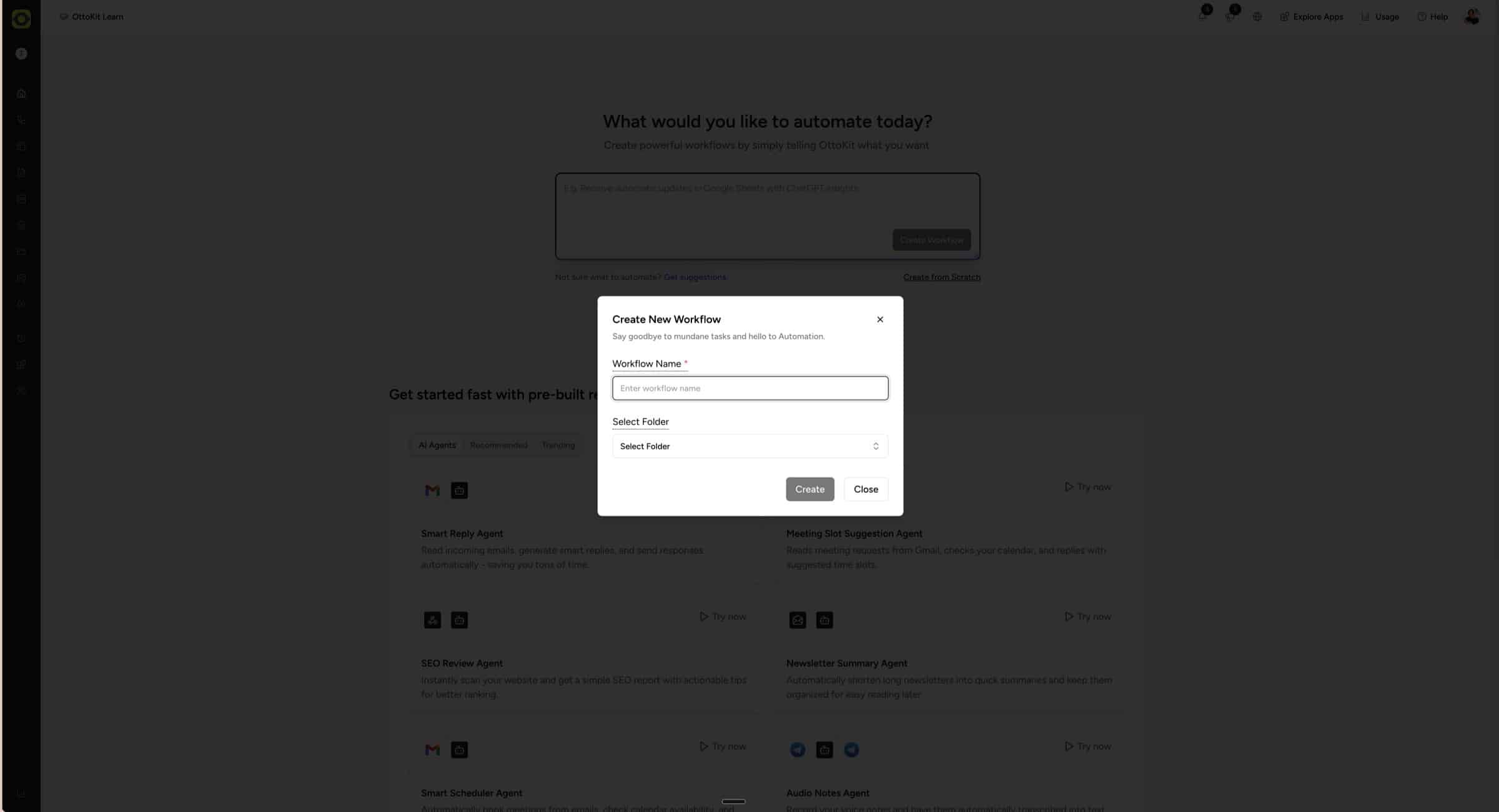 ottokit review create new workflow